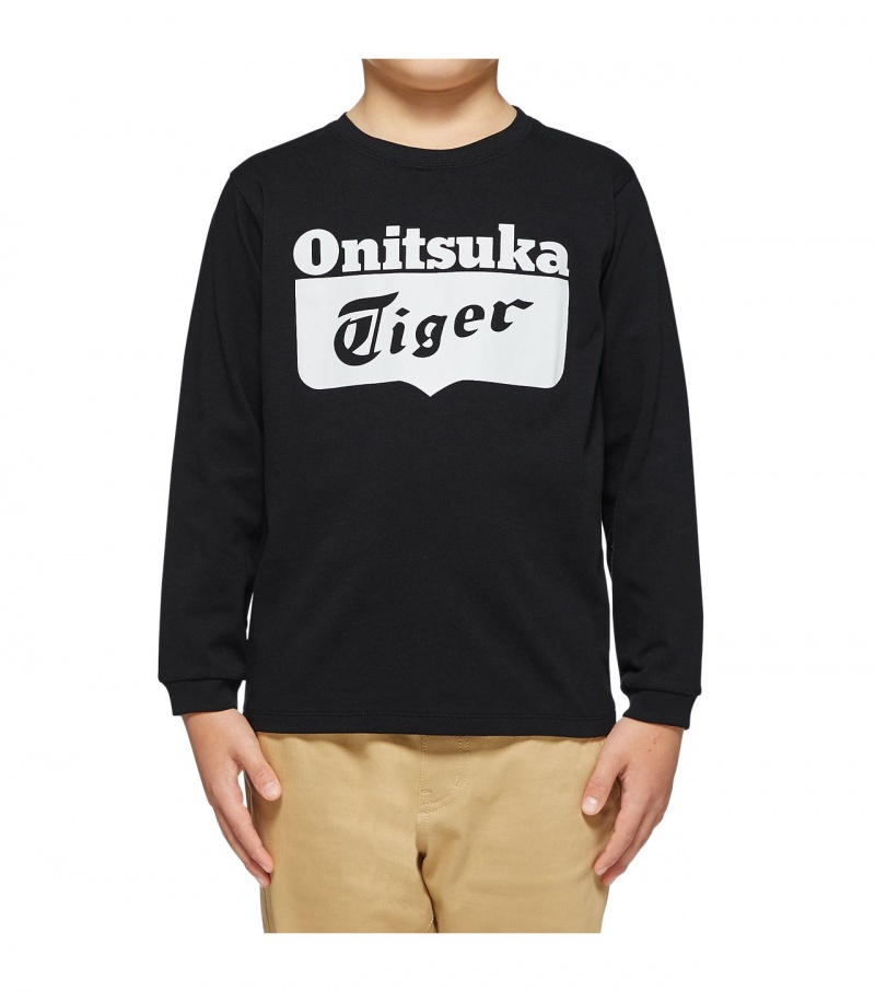 Black / White Onitsuka Tiger Ls Logo T Shirts | 35291-FXYI