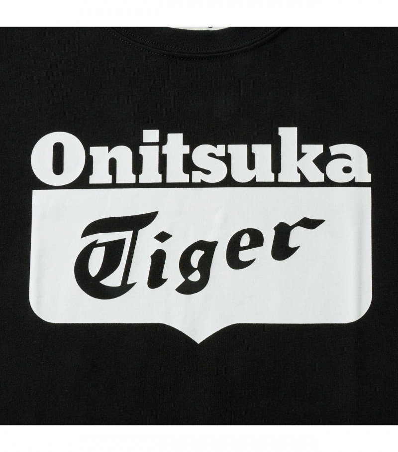 Black / White Onitsuka Tiger Ls Logo T Shirts | 35291-FXYI