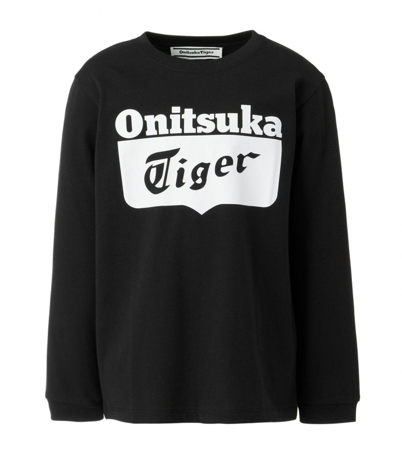 Black / White Onitsuka Tiger Ls Logo T Shirts | 35291-FXYI