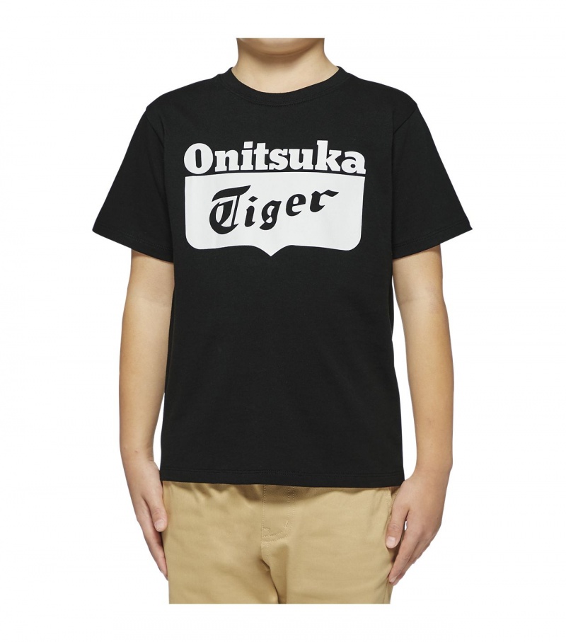 Black / White Onitsuka Tiger T Shirts | 03162-DLOA