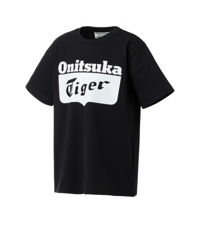 Black / White Onitsuka Tiger T Shirts | 62875-VQDX