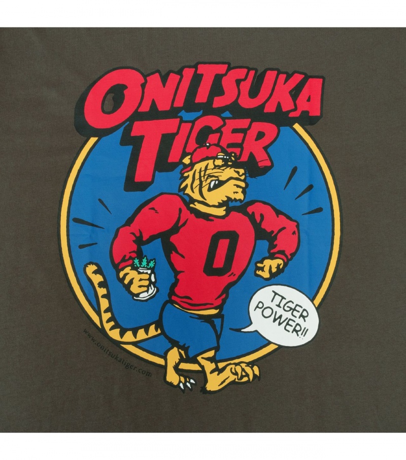 Dark Grey Onitsuka Tiger Graphic T Shirts | 20975-AOEF