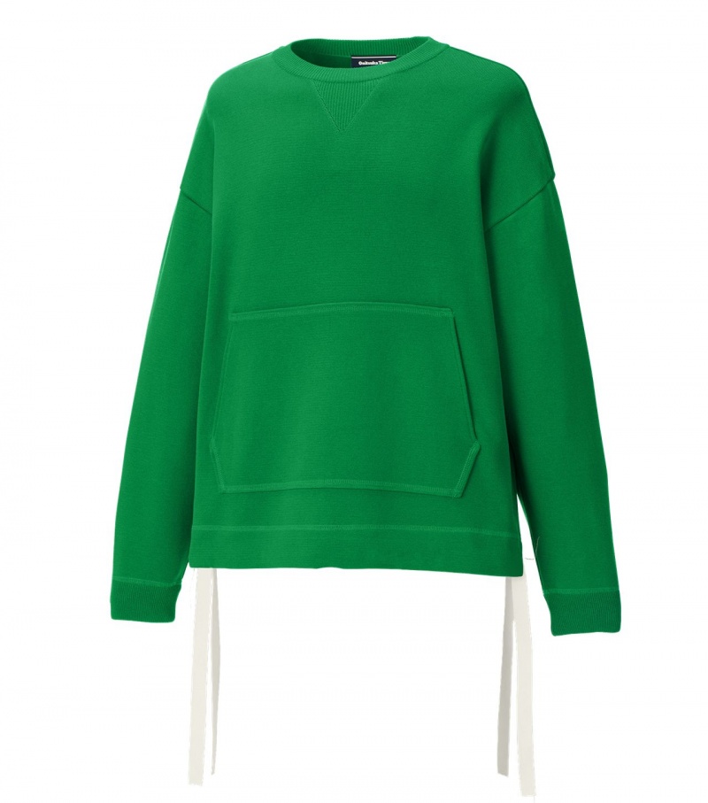 Green Onitsuka Tiger Ls Knit Tops | 24013-NVJS