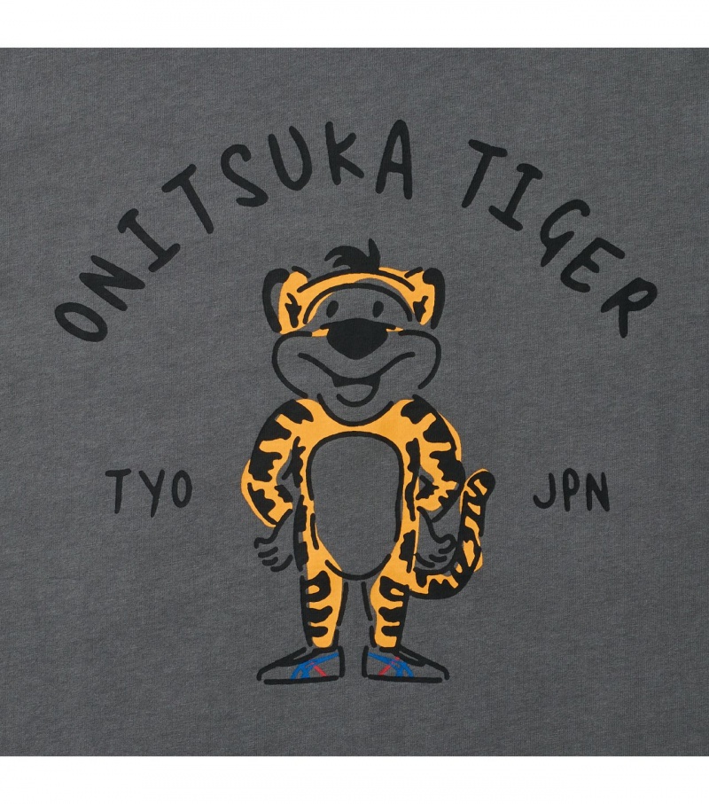 Grey Onitsuka Tiger Graphic T Shirts | 25781-ZUJO