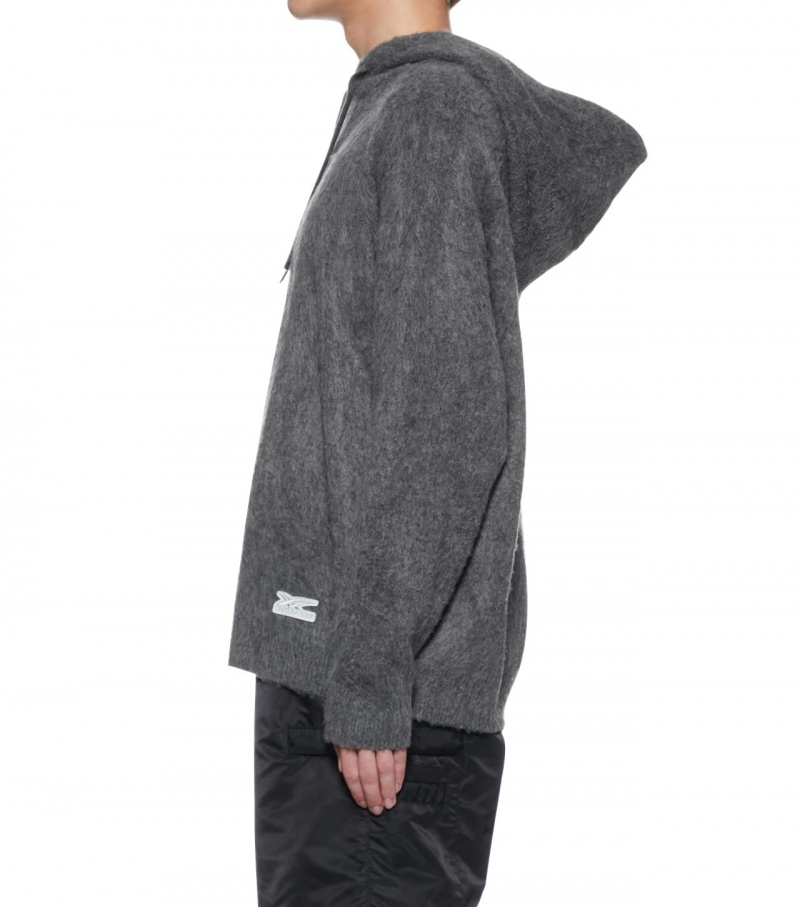 Grey Onitsuka Tiger Knit Hoodie | 45870-MUIV