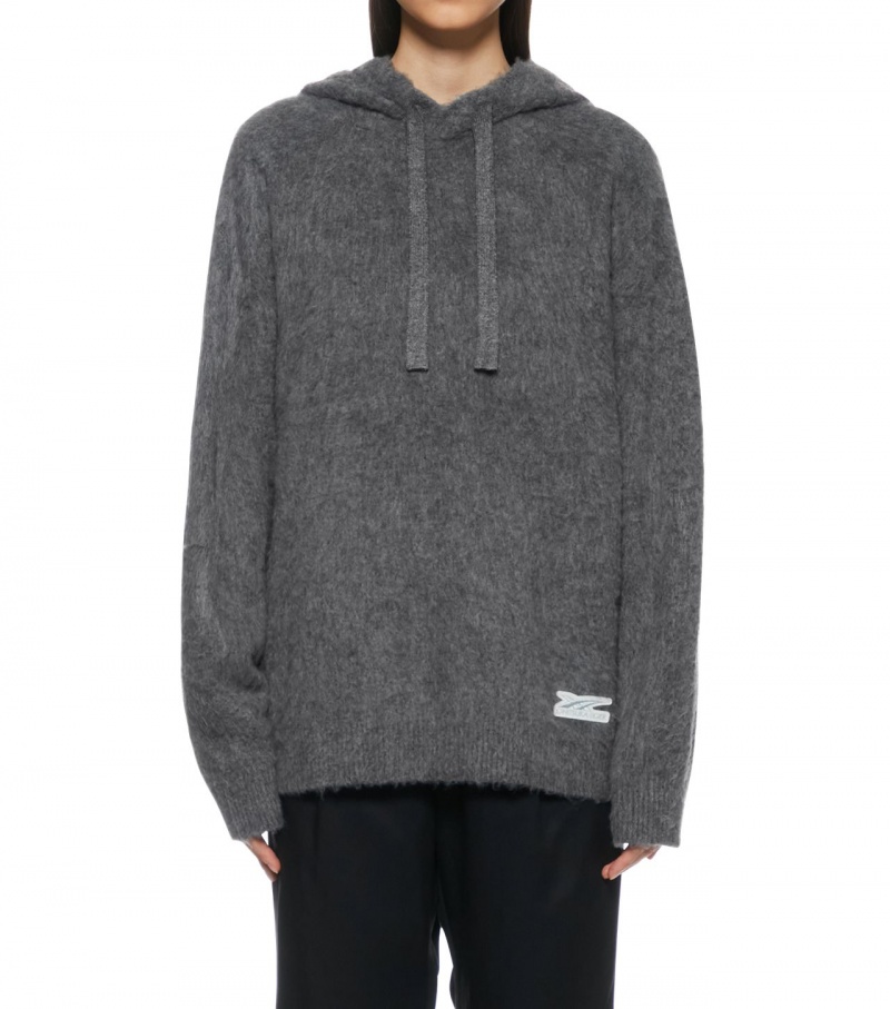 Grey Onitsuka Tiger Knit Hoodie | 80592-QJSU