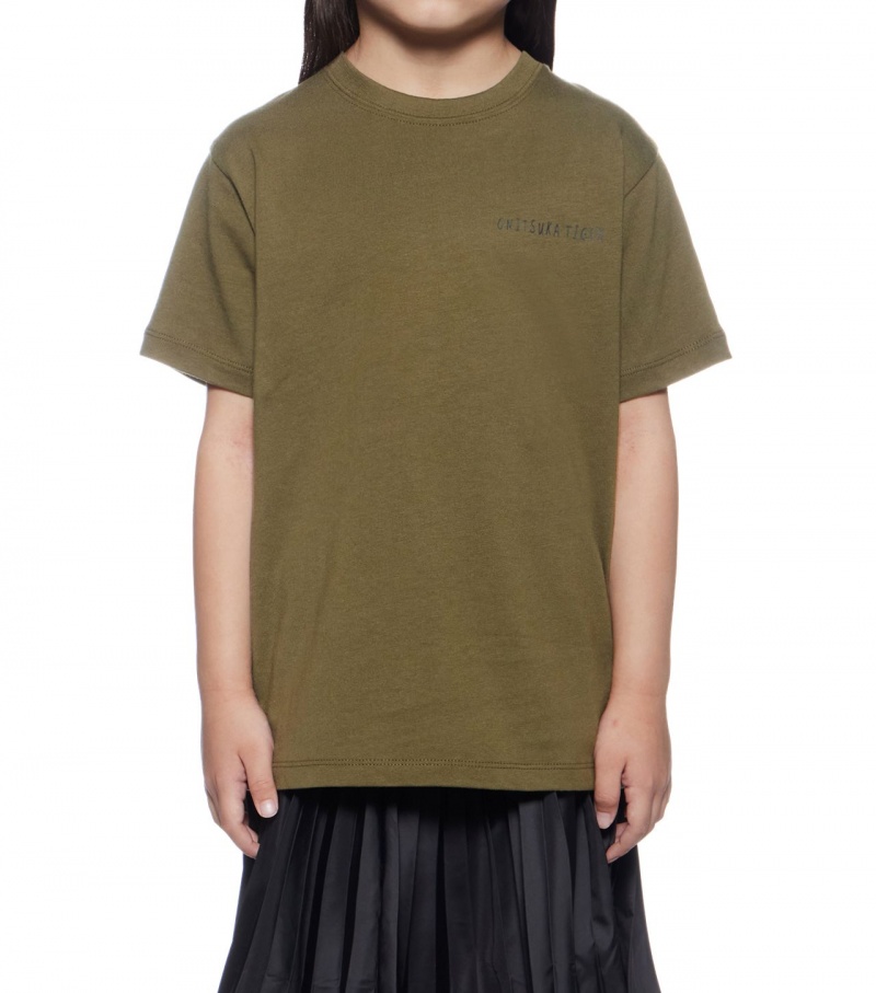 Khaki Onitsuka Tiger Graphic T Shirts | 23189-HXQT