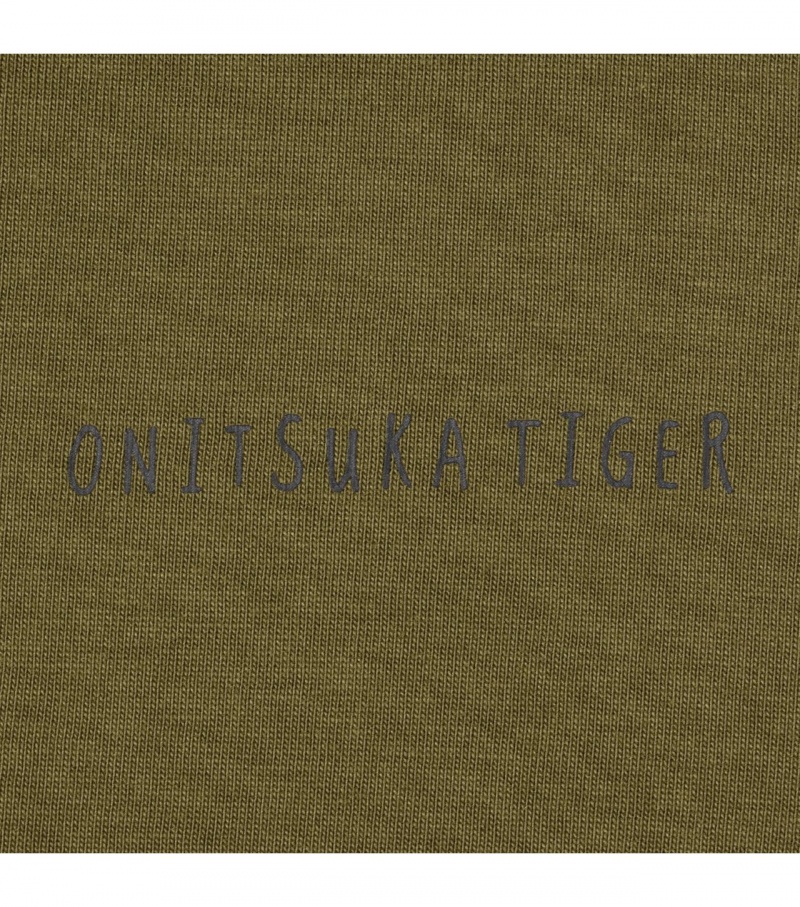 Khaki Onitsuka Tiger Graphic T Shirts | 56782-ATMF