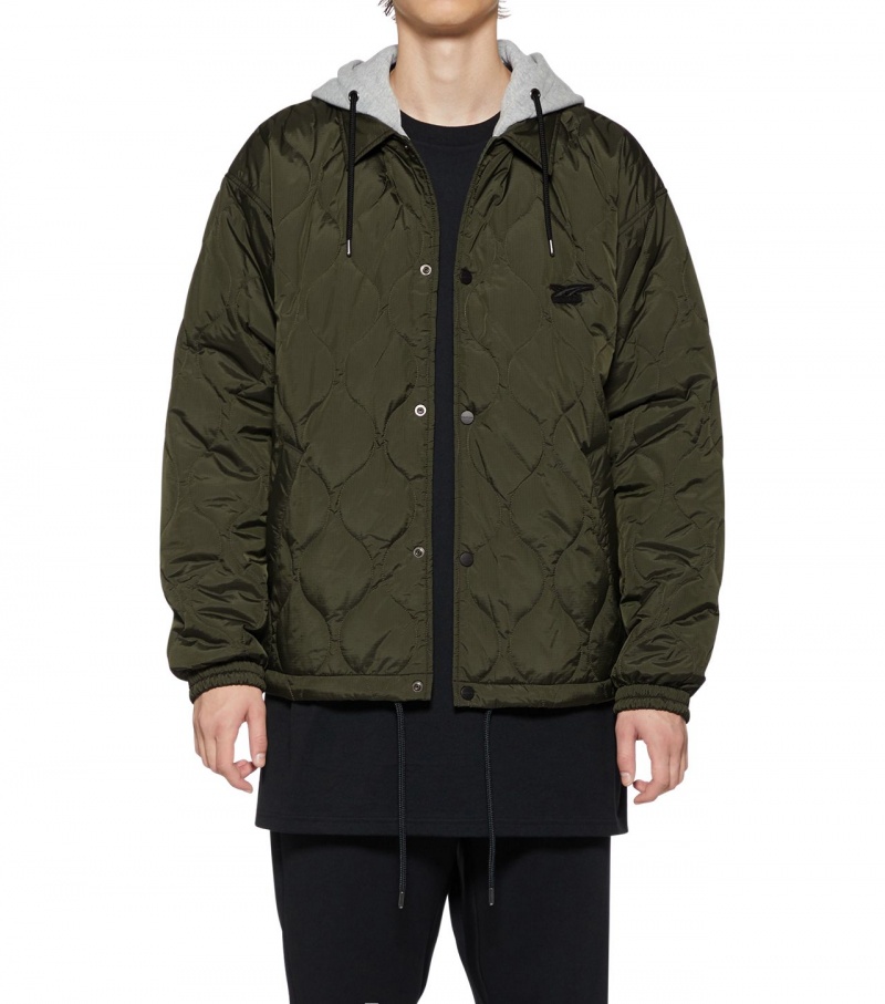 Khaki Onitsuka Tiger Quilted Jackets | 80594-QNAM