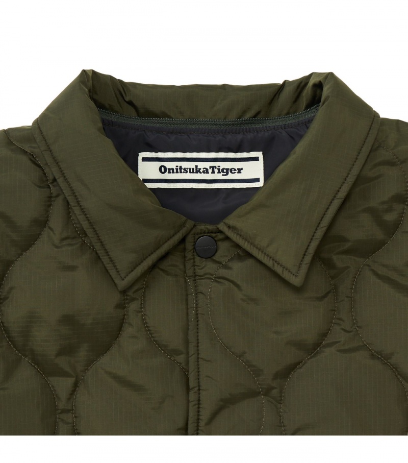 Khaki Onitsuka Tiger Quilted Jackets | 80594-QNAM