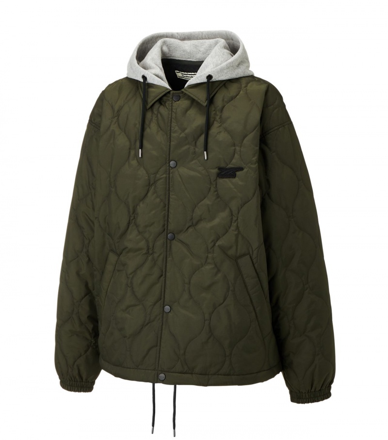 Khaki Onitsuka Tiger Quilted Jackets | 81634-YQEL