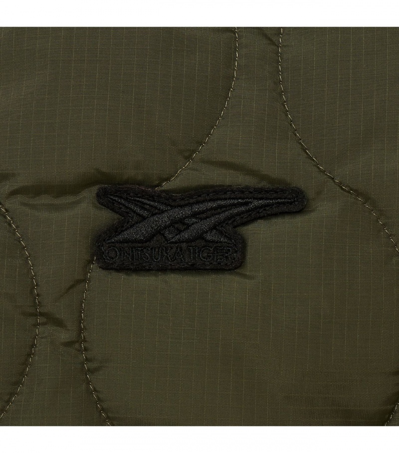 Khaki Onitsuka Tiger Quilted Jackets | 81634-YQEL