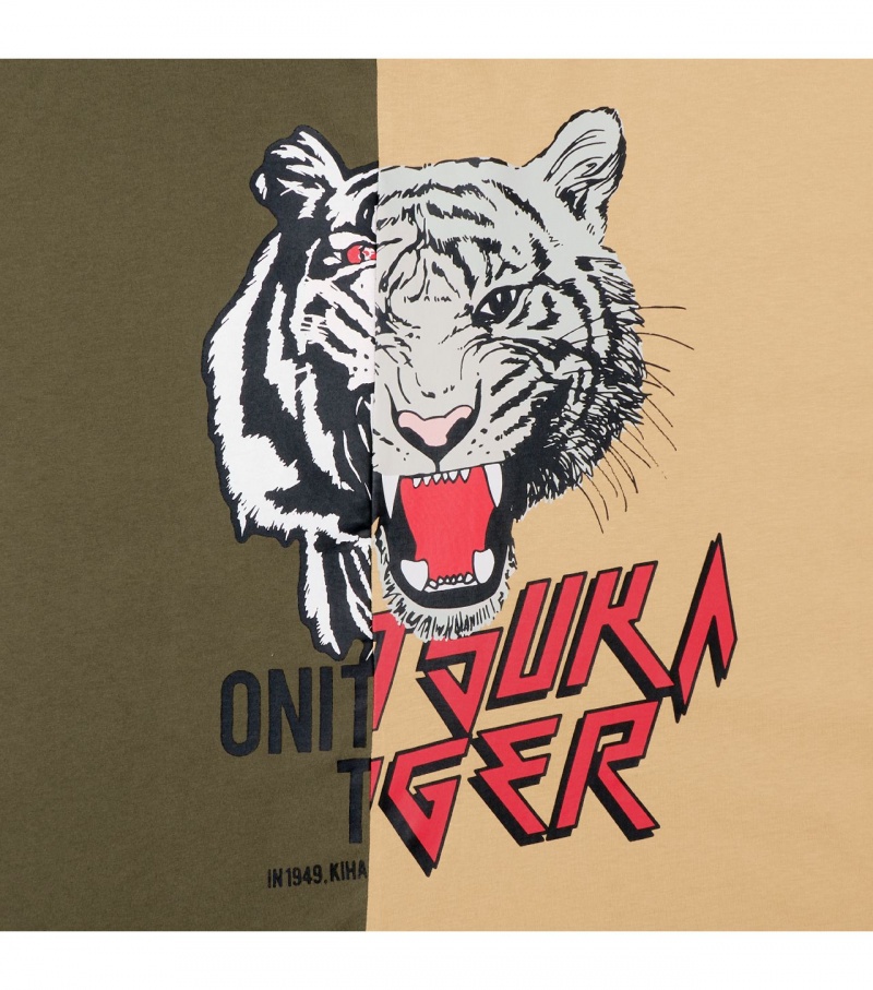 Khaki / Beige Onitsuka Tiger Graphic T Shirts | 10369-TOAK