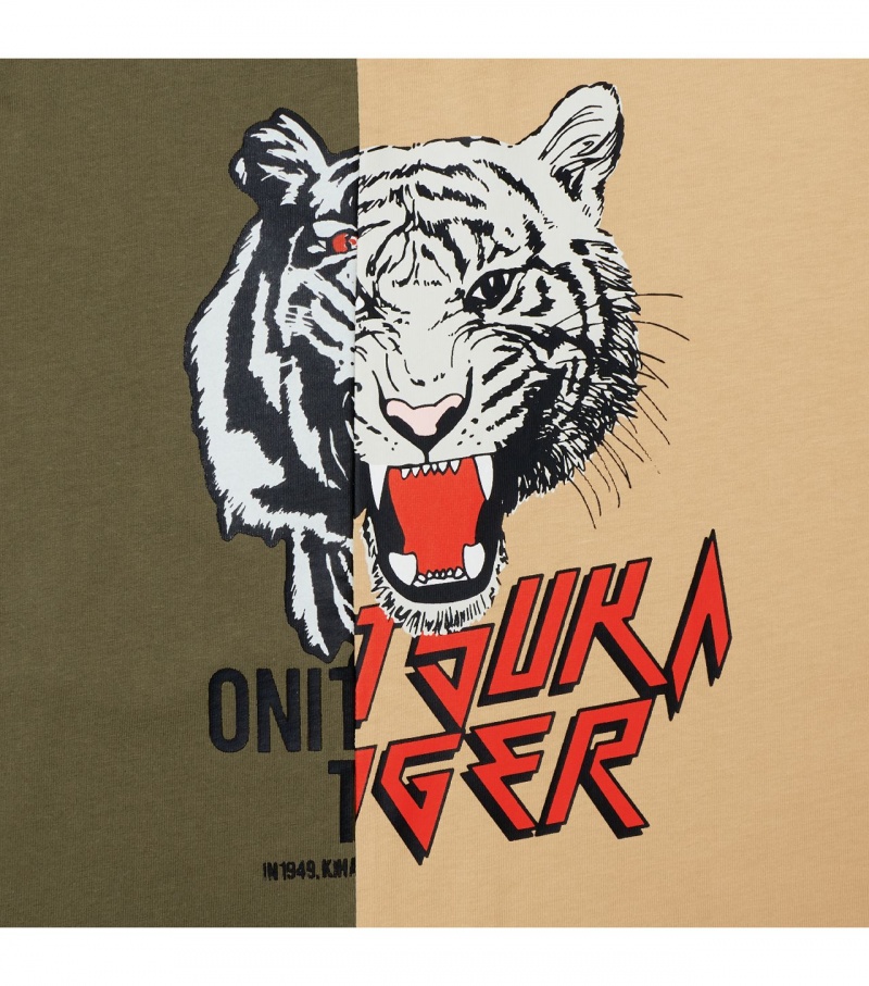 Khaki / Beige Onitsuka Tiger Graphic T Shirts | 69510-LHCK