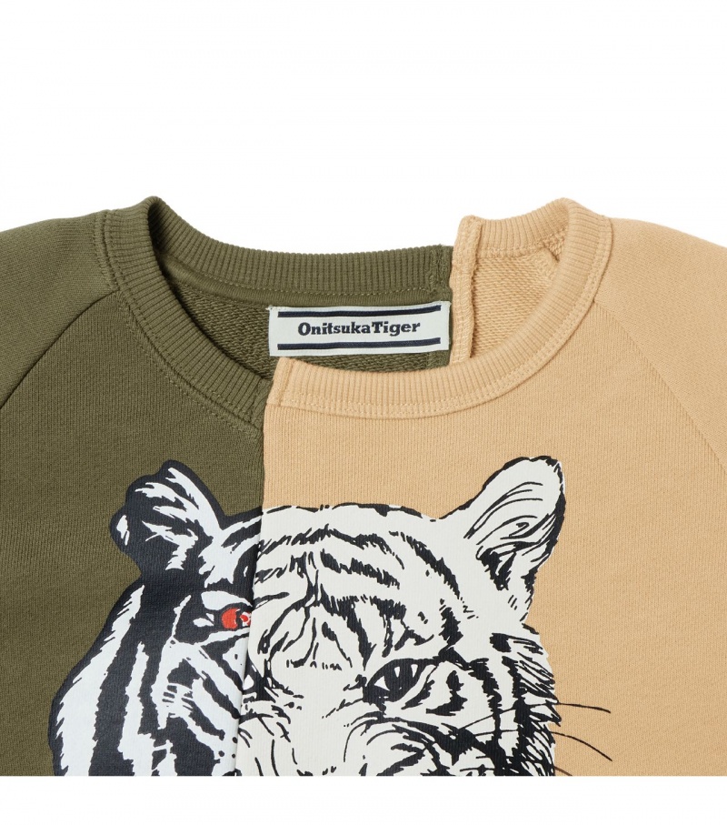 Khaki / Beige Onitsuka Tiger Sweat Tops | 57634-BYXU