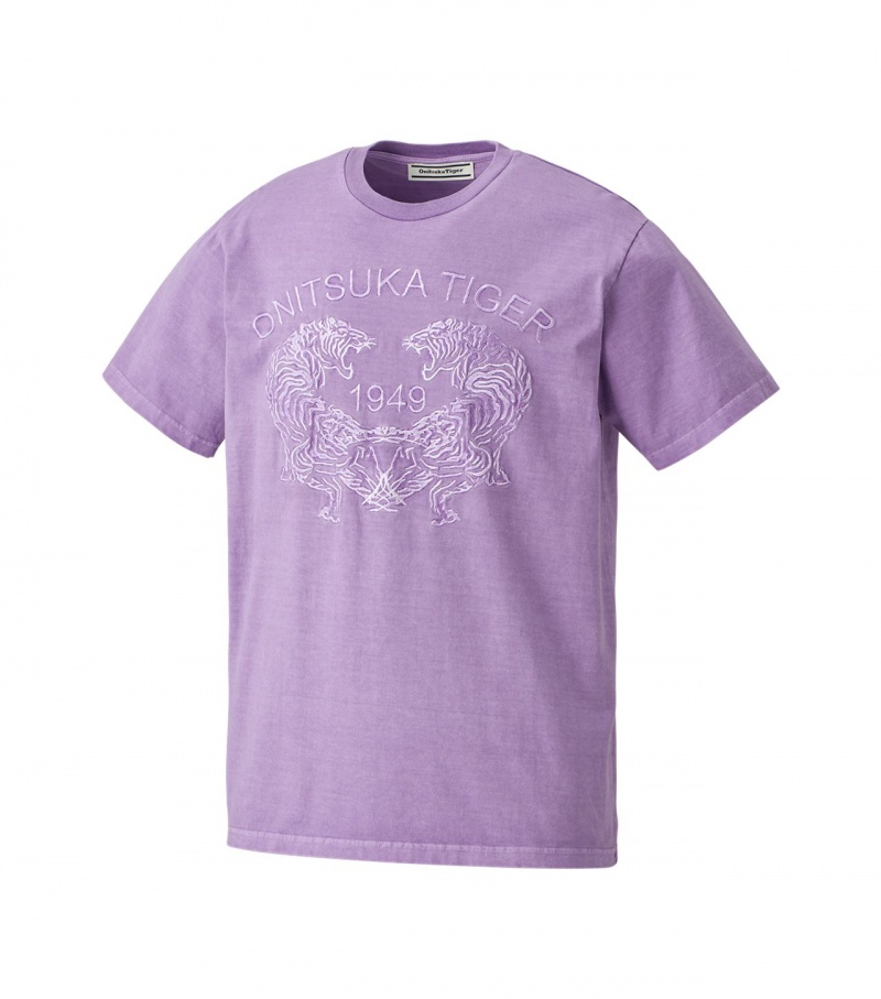 Lavender Onitsuka Tiger Graphic T Shirts | 83097-HMRN