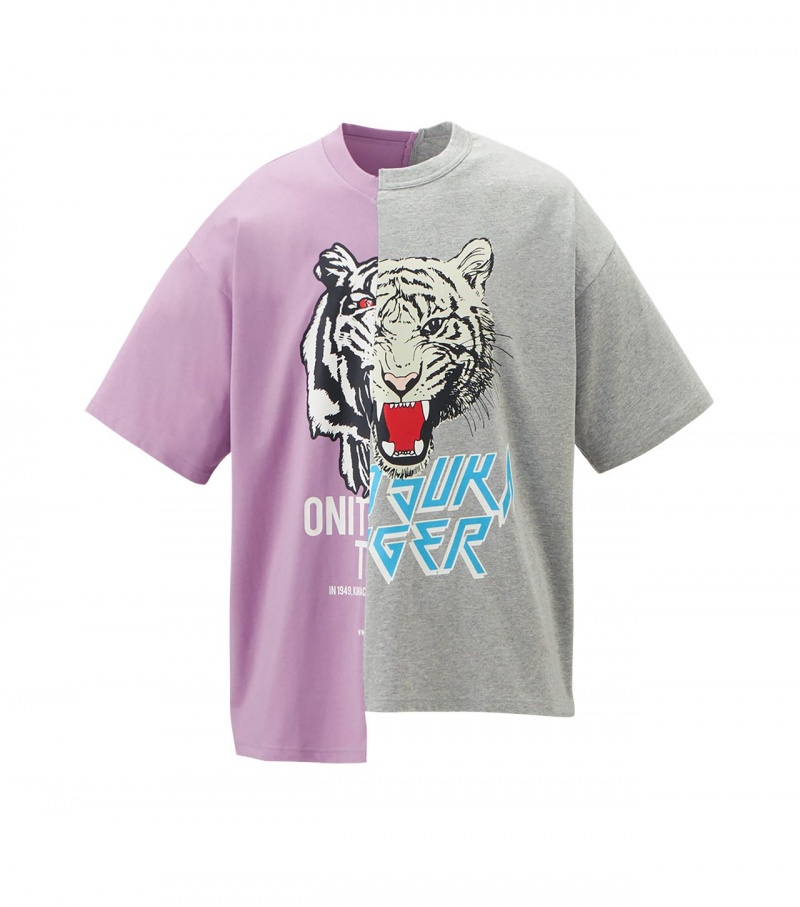 Lavender / Grey Onitsuka Tiger Graphic T Shirts | 21497-NFEH