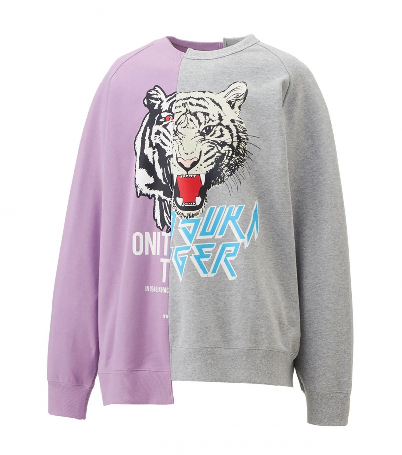 Lavender / Grey Onitsuka Tiger Sweat Tops | 40397-ZVUB