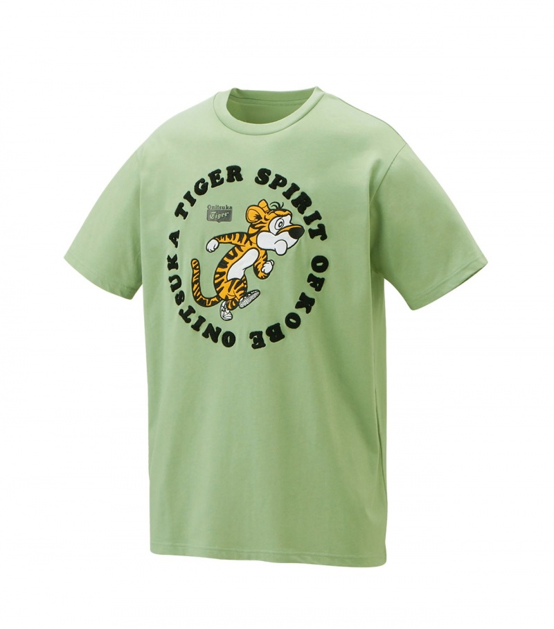 Light Green Onitsuka Tiger Graphic T Shirts | 47801-BWJC