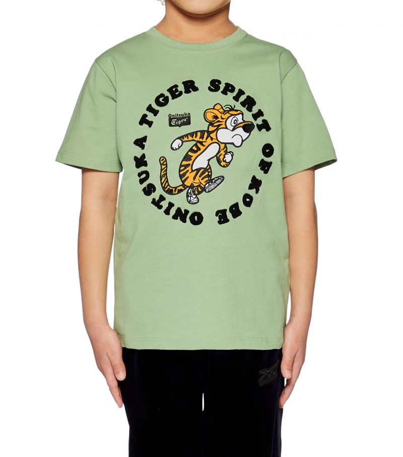 Light Green Onitsuka Tiger Graphic T Shirts | 28394-JXTE