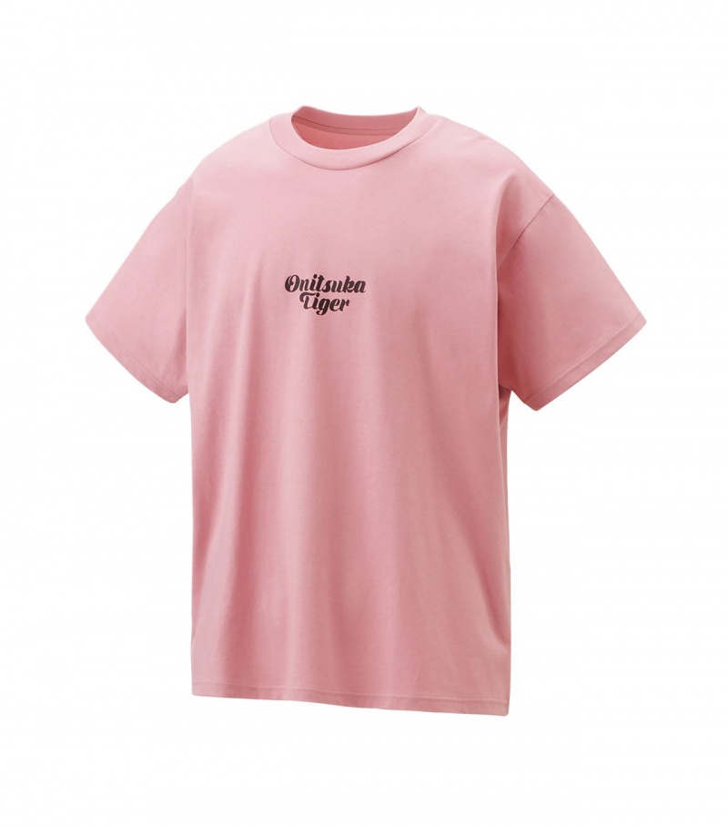 Light Pink Onitsuka Tiger Graphic T Shirts | 83027-XIUO