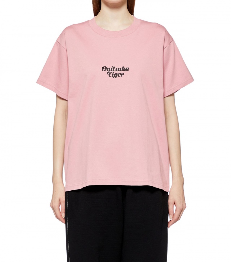 Light Pink Onitsuka Tiger Graphic T Shirts | 83027-XIUO