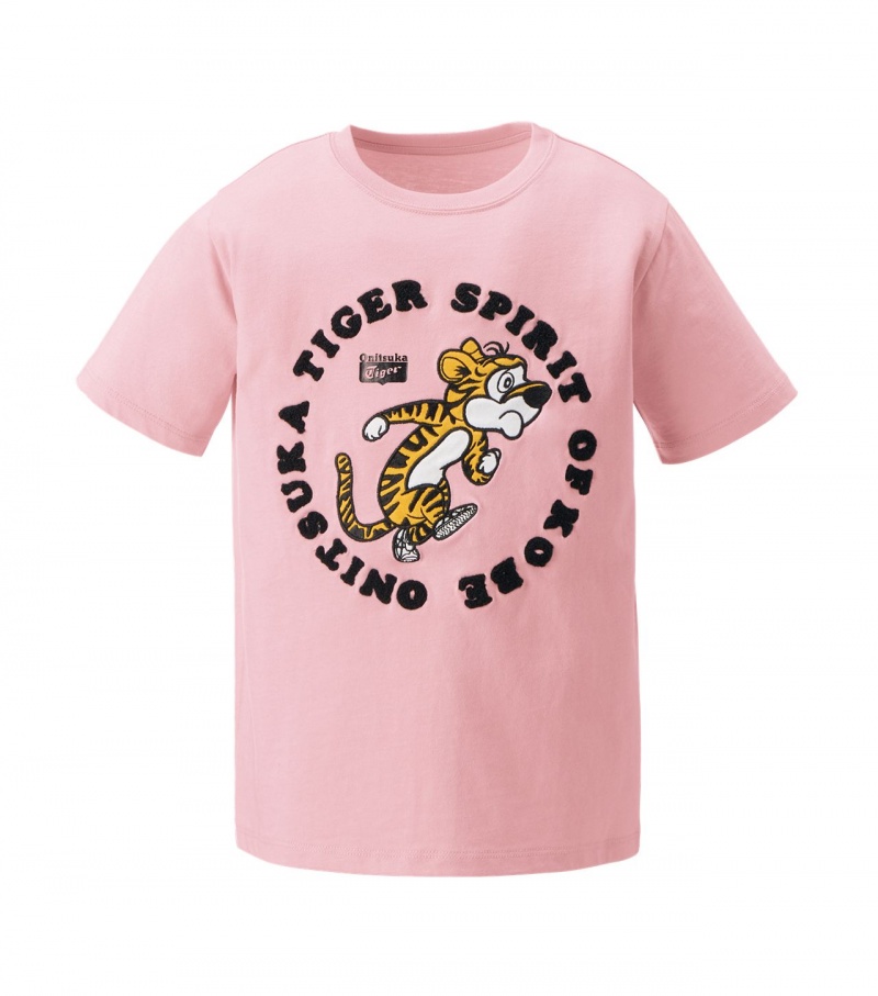 Light Pink Onitsuka Tiger Graphic T Shirts | 57601-PCAU