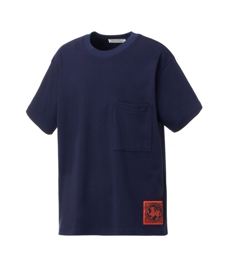 Navy Onitsuka Tiger T Shirts | 36417-YRHX