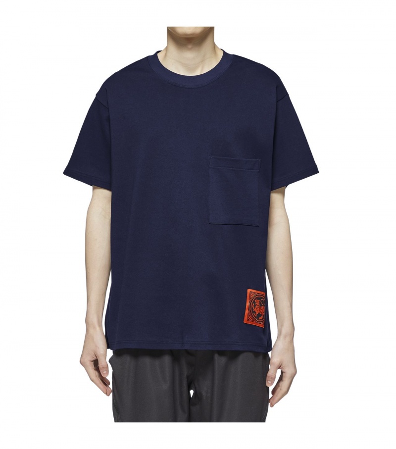 Navy Onitsuka Tiger T Shirts | 90532-OUMJ