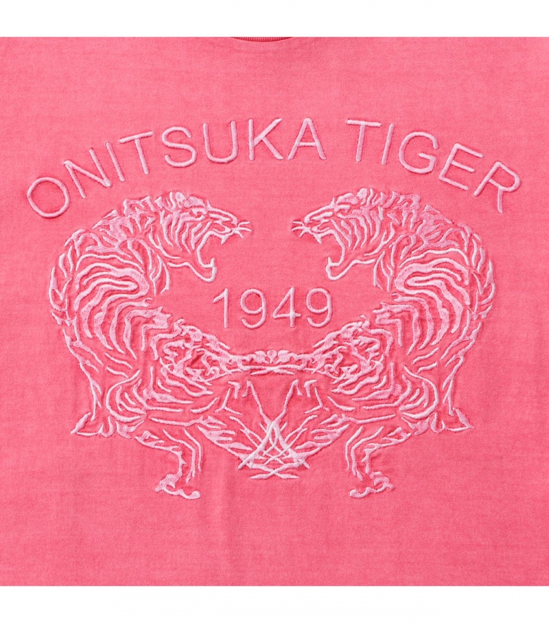 Pink Onitsuka Tiger Graphic T Shirts | 21407-THCI