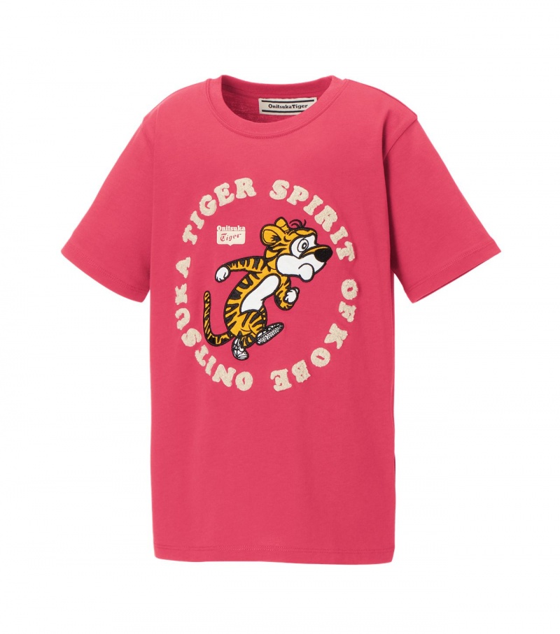 Pink Onitsuka Tiger Graphic T Shirts | 53278-QWRD