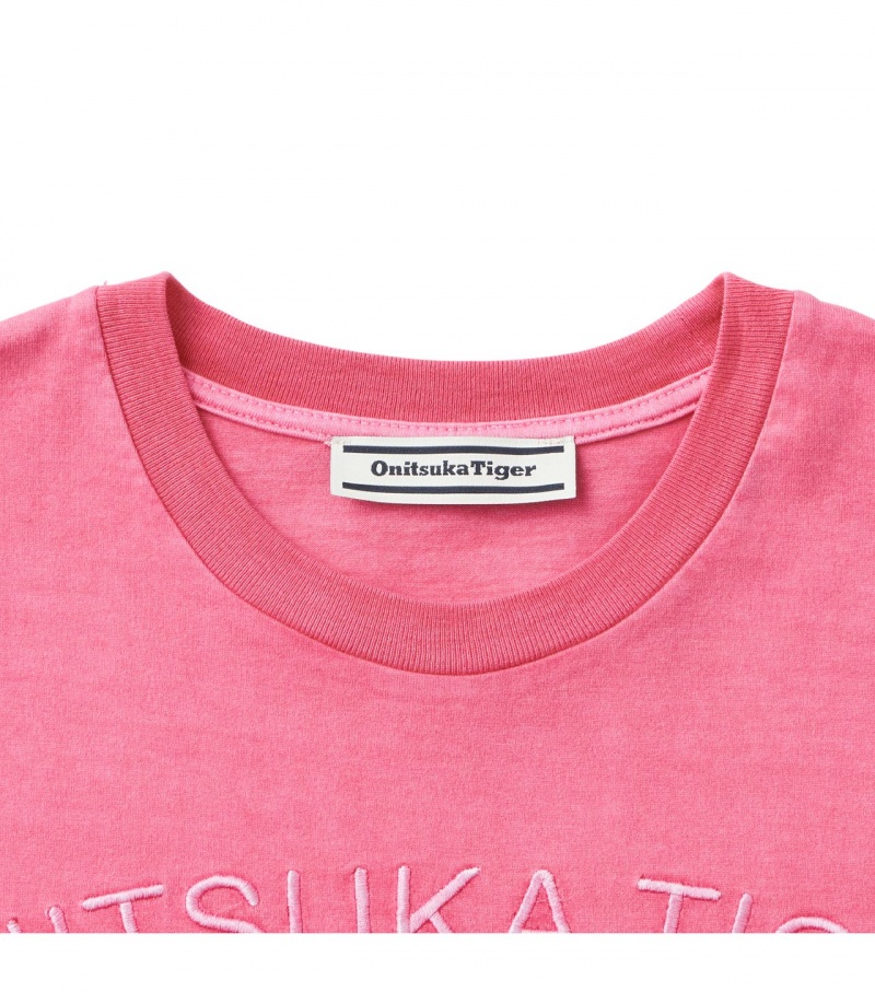 Pink Onitsuka Tiger Graphic T Shirts | 79865-HPTY