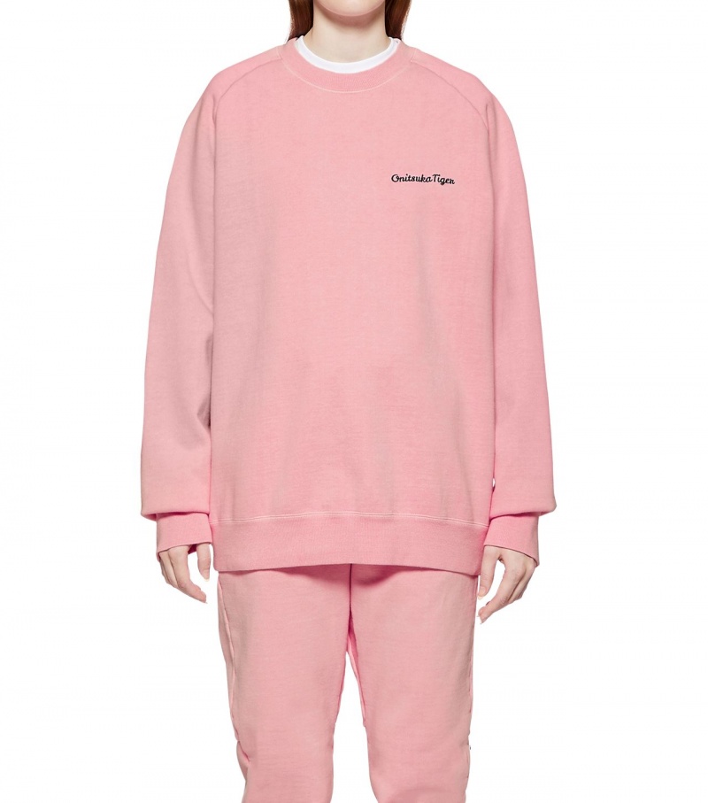 Pink Onitsuka Tiger Washed Ls Tops | 21860-AYGR