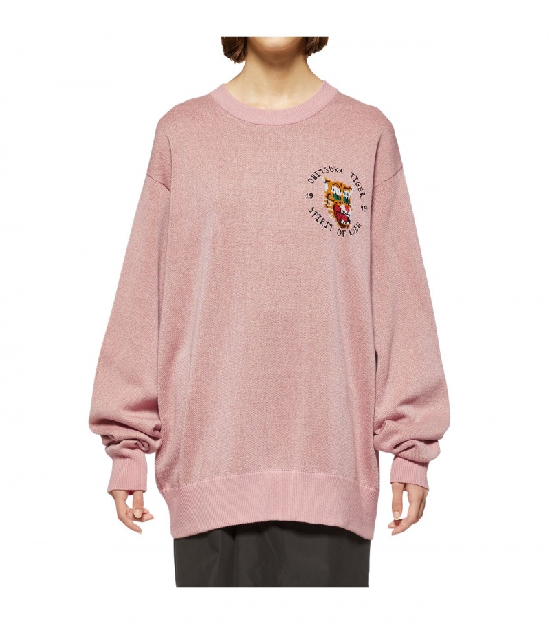 Pink / Black Onitsuka Tiger Knit Tops | 69541-UDFB