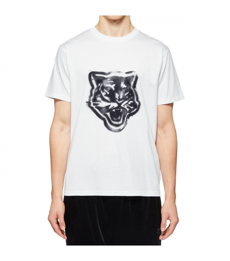 White Onitsuka Tiger Graphic T Shirts | 02349-PGXZ