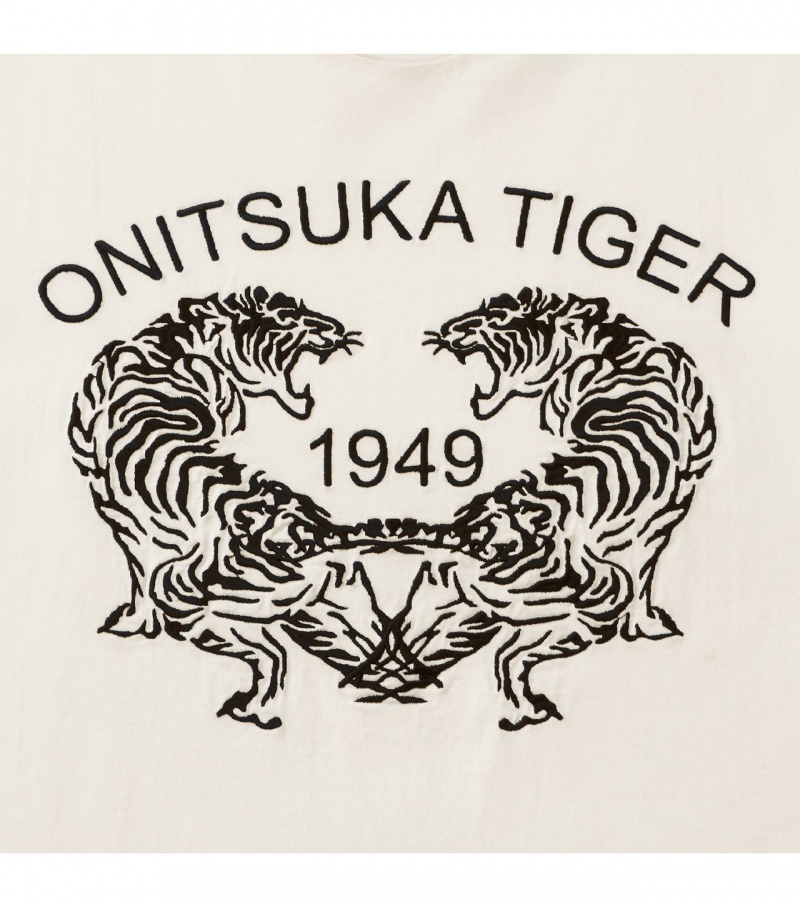 White Onitsuka Tiger Graphic T Shirts | 12806-YUIT