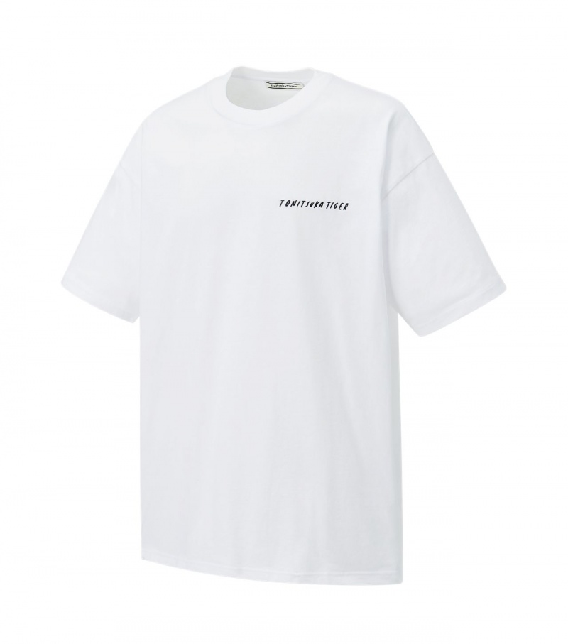 White Onitsuka Tiger Graphic T Shirts | 28413-SNXG