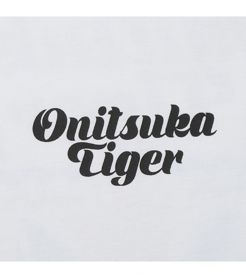 White Onitsuka Tiger Graphic T Shirts | 37680-WPLV