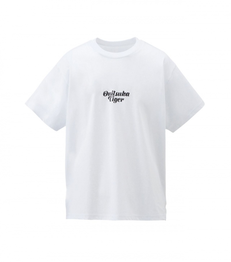 White Onitsuka Tiger Graphic T Shirts | 37680-WPLV