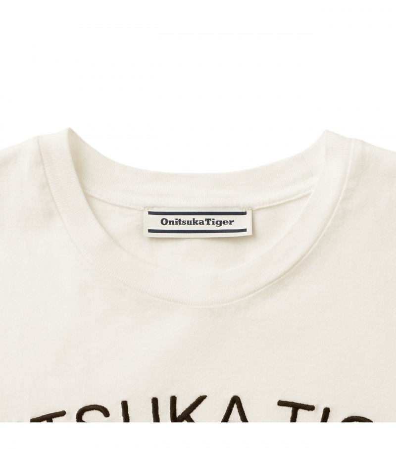 White Onitsuka Tiger Graphic T Shirts | 59472-HKBV