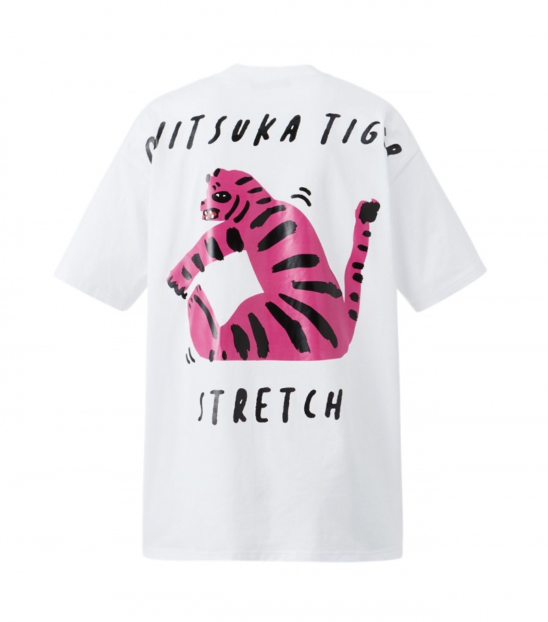 White Onitsuka Tiger Graphic T Shirts | 63918-HYWJ