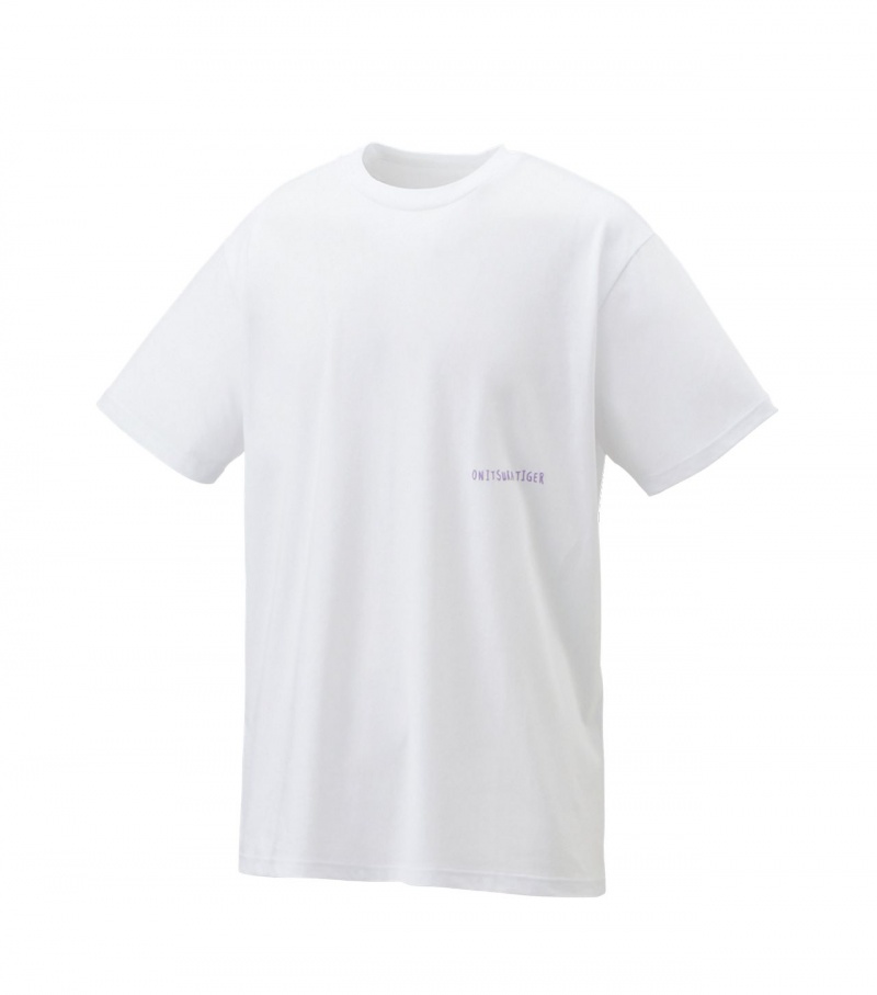 White Onitsuka Tiger Graphic T Shirts | 76821-LVKG