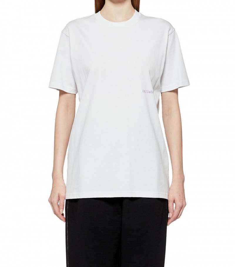 White Onitsuka Tiger Graphic T Shirts | 76821-LVKG