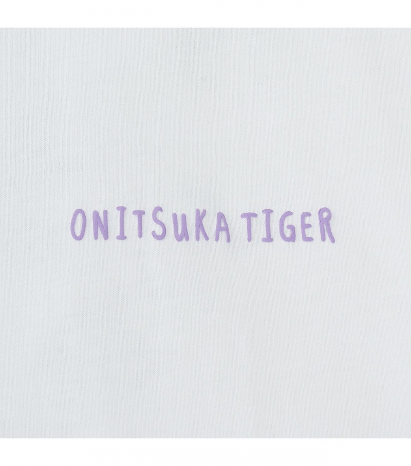 White Onitsuka Tiger Graphic T Shirts | 87435-EHOQ