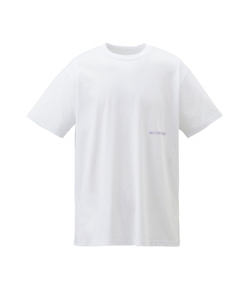 White Onitsuka Tiger Graphic T Shirts | 87435-EHOQ