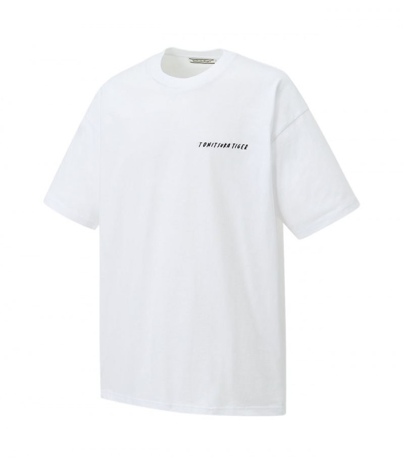 White Onitsuka Tiger Graphic T Shirts | 84715-ESGA