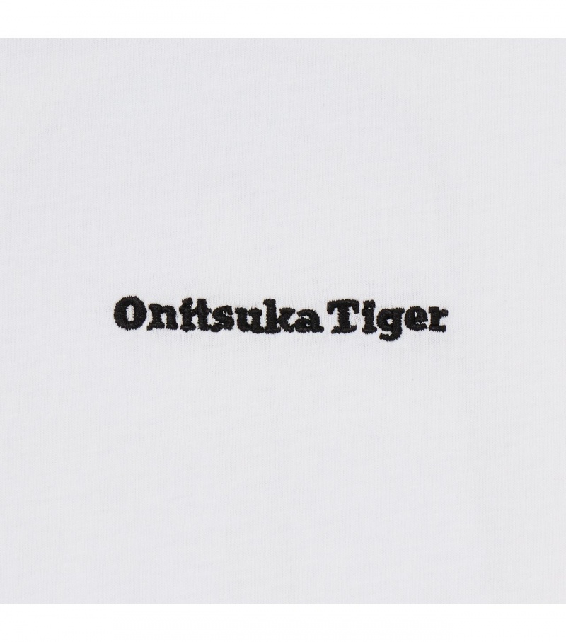 White Onitsuka Tiger Graphic T Shirts | 81567-TSFN