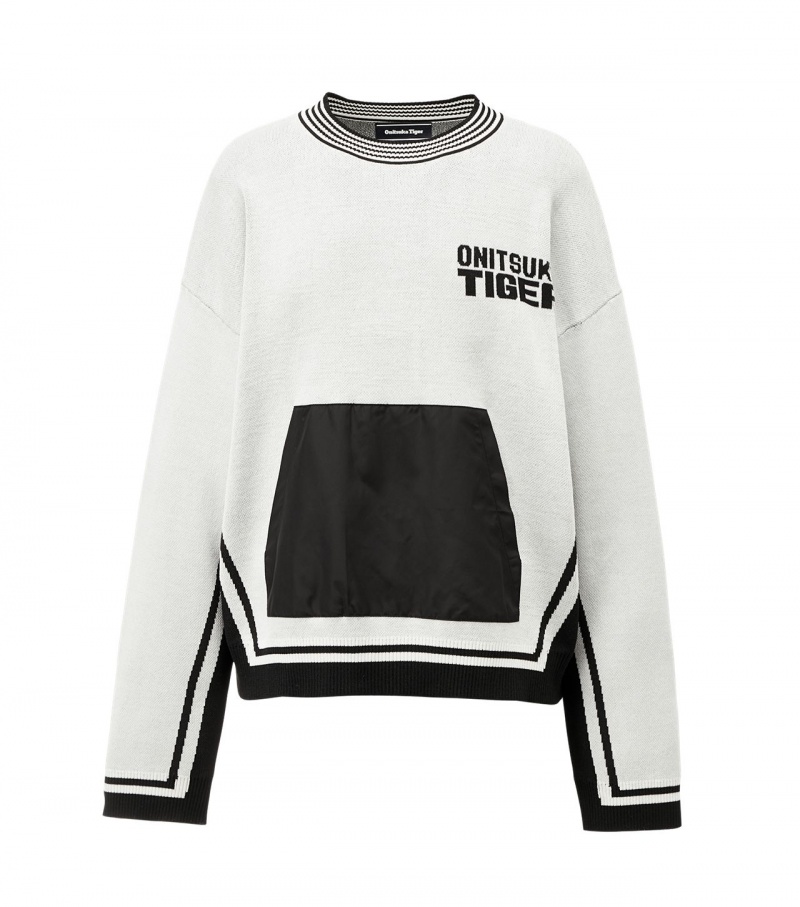 White Onitsuka Tiger Knit Tops | 18245-YWCN