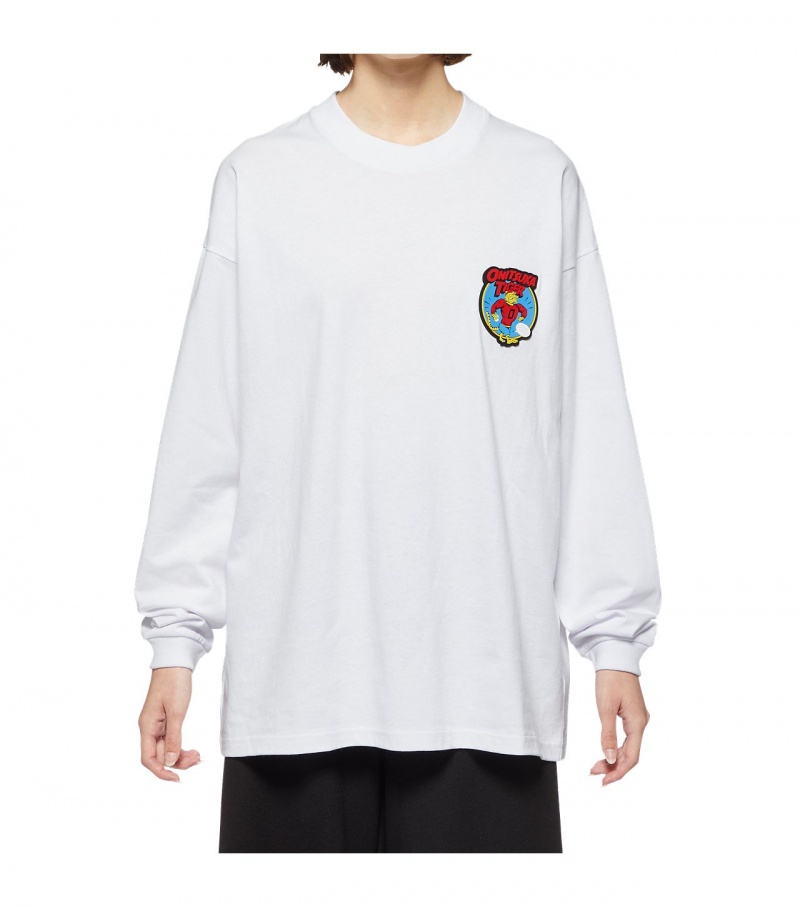 White Onitsuka Tiger Ls Graphic T Shirts | 60983-VEHC