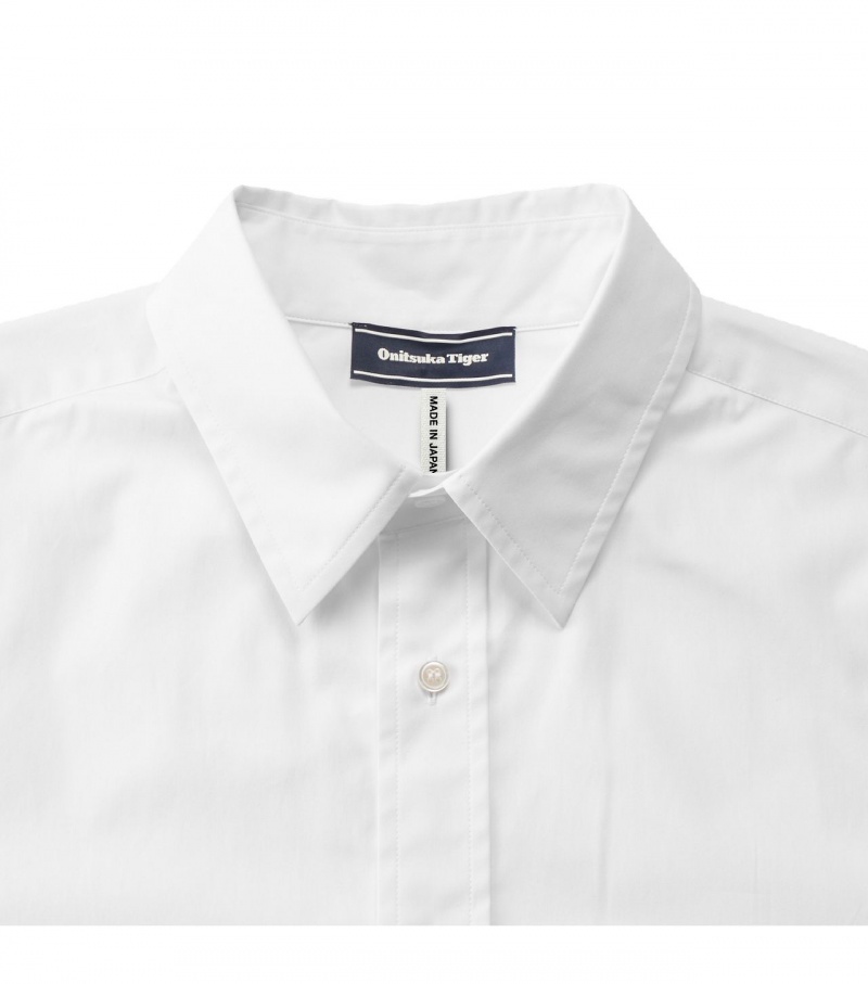 White Onitsuka Tiger Ls Shirts | 72516-NLCZ